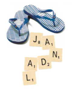 Image showing pair of jandals with Scrabble tiles spelling jandal.